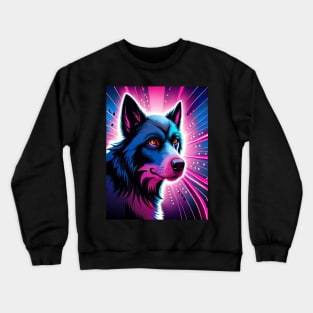 blue dog with pink light Crewneck Sweatshirt